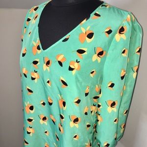 Floral Abstract V-Neck Blouse by Annabella